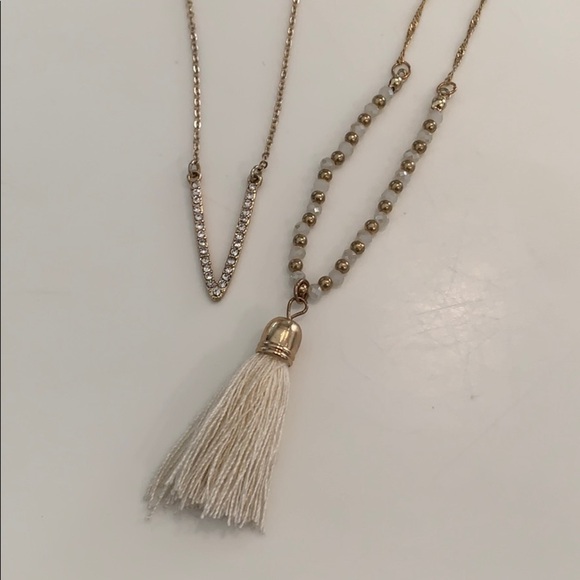 3 long boho necklaces bead pearls crystals tassel - Picture 4 of 6